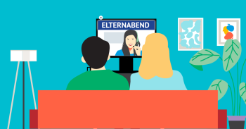 Vektorgrafik von Eltern, die auf einen Monitor sehen